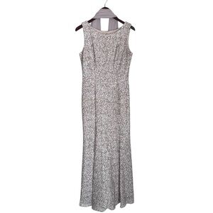 Alex Evenings Champagne Sequined Evening Gown Maxi Old Hollywood Glam